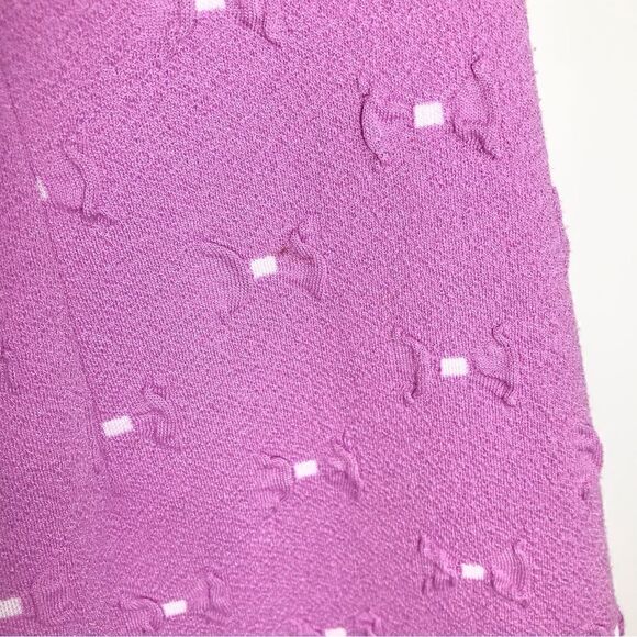 Tyler Böe Pinkish Purple White Bow Textured Sleeveless Drape Neck Pencil Dress - Picture 8 of 14